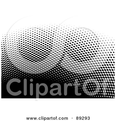 Royalty-Free (RF) Clipart Illustration of a Black And White Halftone Dot Wave Background by michaeltravers