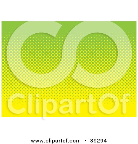Royalty-Free (RF) Clipart Illustration of a Green And Yellow Halftone Dot Wave Background by michaeltravers