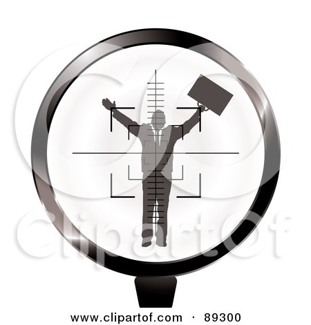Royalty-Free (RF) Clipart Illustration of a Rifle Target Focused On A Businessman by michaeltravers
