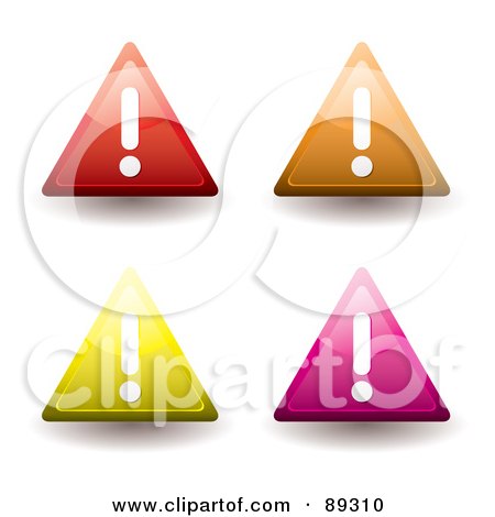 Royalty-Free (RF) Clipart Illustration of a Digital Collage Of Colorful Warning Triangle Icons by michaeltravers