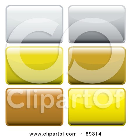 Royalty-Free (RF) Clipart Illustration of a Digital Collage Of Shiny Gray, Yellow And Brown 3d Rectangle App Buttons by michaeltravers