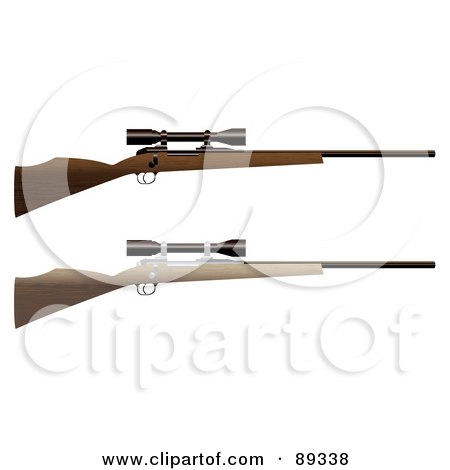Royalty-Free (RF) Clipart Illustration of a Digital Collage Of Two Wooden Hunting Rifles by michaeltravers
