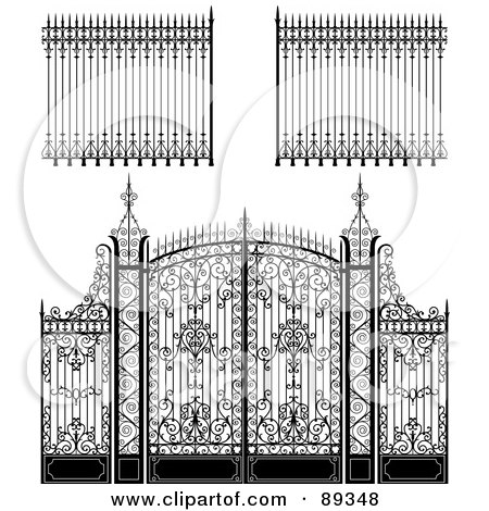 Royalty-Free (RF) Clipart Illustration of a Digital Collage Of Ornate Wrought Iron Fencing - Version 1 by Frisko