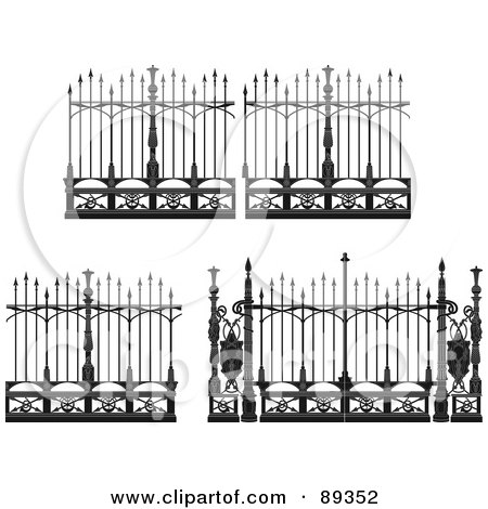 Royalty-Free (RF) Clipart Illustration of a Digital Collage Of Ornate Wrought Iron Fencing - Version 2 by Frisko