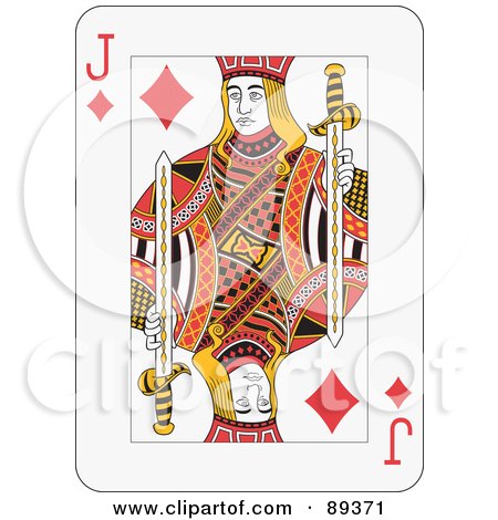 Royalty-Free (RF) Clipart Illustration of a Jack Of Diamonds Playing Card Design by Frisko