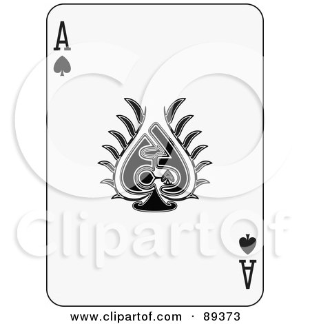 Royalty-Free (RF) Clipart Illustration of a Black And White Ace Of Spades Playing Card Design by Frisko