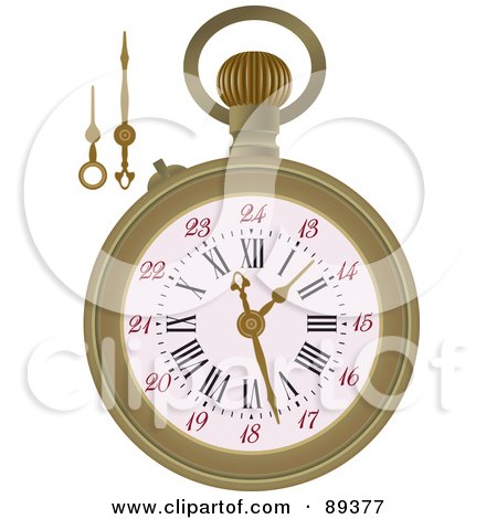 Royalty-Free (RF) Clipart Illustration of a Pocket Watch With Extra Arms - Version 1 by Frisko