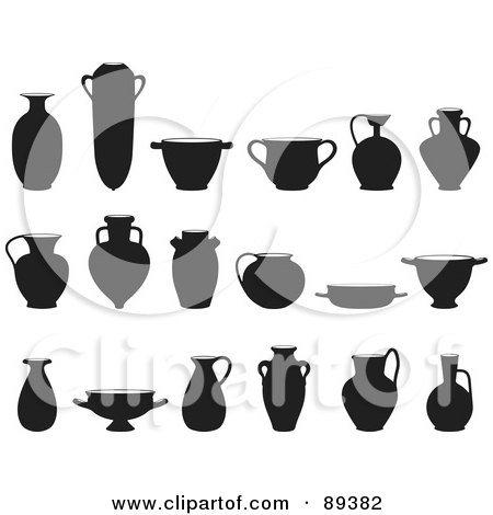 Royalty-Free (RF) Clipart Illustration of a Digital Collage Of Silhouetted Vases by Frisko