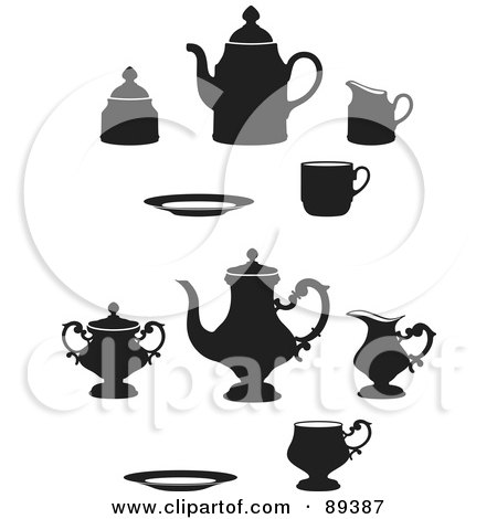 Royalty-Free (RF) Clipart Illustration of a Digital Collage Of Ornate Tea Pots And Cups - Version 1 by Frisko