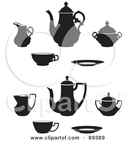 Royalty-Free (RF) Clipart Illustration of a Digital Collage Of Ornate Tea Pots And Cups - Version 2 by Frisko