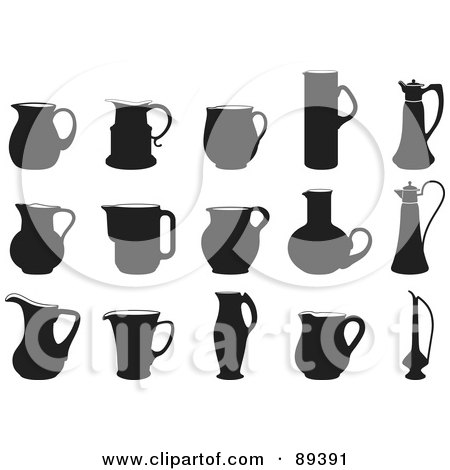 Royalty-Free (RF) Clipart Illustration of a Digital Collage Of Silhouetted Jugs by Frisko