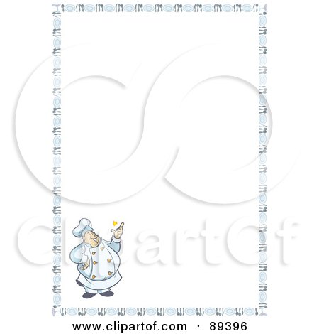 Royalty-Free (RF) Clipart Illustration of a Border Of A Jolly Chubby Male Chef Snapping His Fingers by Frisko