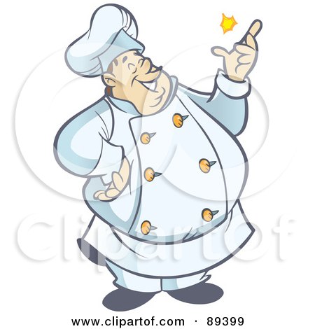 Royalty-Free (RF) Clipart Illustration of a Jolly Chubby Male Chef Snapping His Fingers by Frisko
