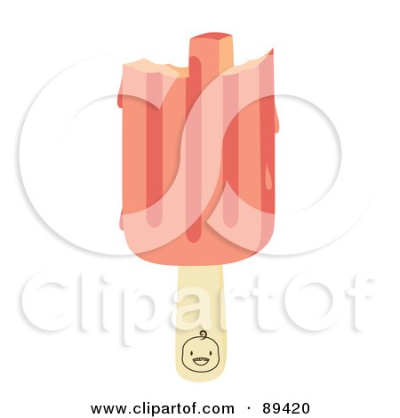 Royalty-Free (RF) Clipart Illustration of a Pink Popsicle With Bites Off The Top by Cherie Reve