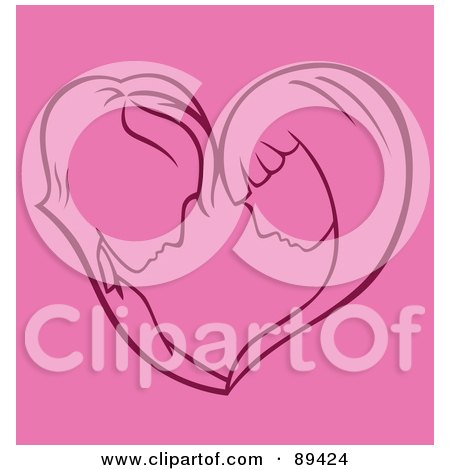 Royalty-Free (RF) Clipart Illustration of a Silhouetted Couple With Their Foreheads Together by Cherie Reve