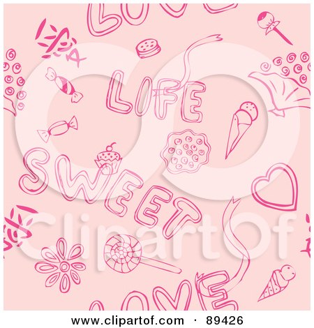 Royalty-Free (RF) Clipart Illustration of a Pink Love, Life, Sweet Valentine Background by Cherie Reve