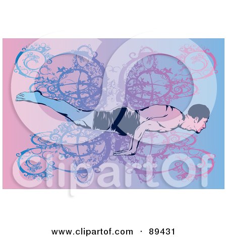 Royalty-Free (RF) Clipart Illustration of a Yoga Man Balancing On His Hands by mayawizard101
