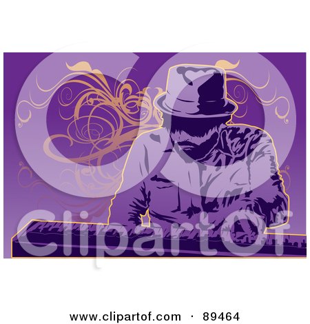 Royalty-Free (RF) Clipart Illustration of a Purple Man Playing A Keyboard by mayawizard101