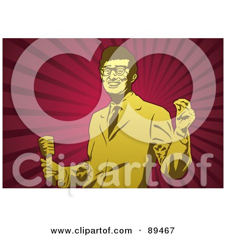 Royalty-Free (RF) Clipart Illustration of a Male Singer Snapping His Fingers And Holding A Microphone by mayawizard101