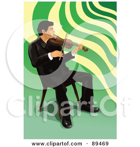 Royalty-Free (RF) Clipart Illustration of a Male Violinist Playing In A Chair by mayawizard101