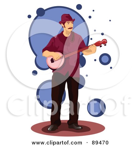 Royalty-Free (RF) Clipart Illustration of a Man Standing And Playing A Banjo by mayawizard101