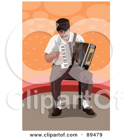 Royalty-Free (RF) Clipart Illustration of a Seated Man Playing An Accordion by mayawizard101