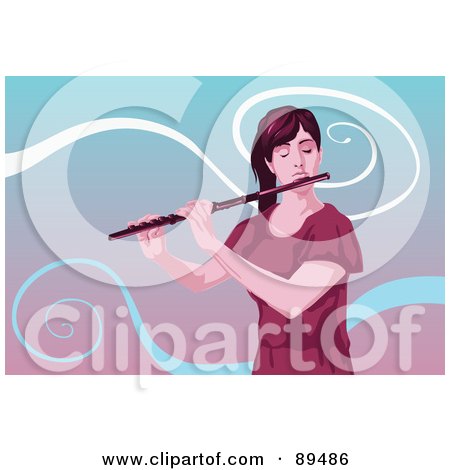 Royalty-Free (RF) Clipart Illustration of a Female Musician Playing Her Flute by mayawizard101