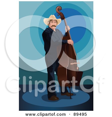 Royalty-Free (RF) Clipart Illustration of a Cowboy Playing A Double Bass by mayawizard101