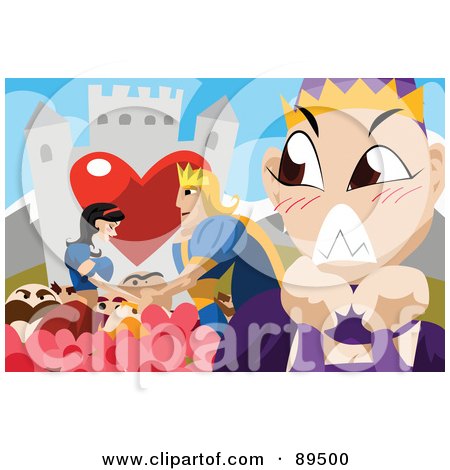 Royalty-Free (RF) Clipart Illustration of a Furious Stepmother Watching Snow White Wed A Prince by mayawizard101