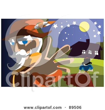 Royalty-Free (RF) Clipart Illustration of a Man Stalking Snow White by mayawizard101