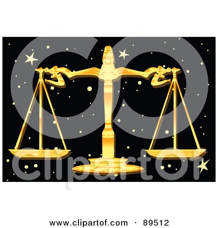 Royalty-Free (RF) Clipart Illustration of Golden Libra Scales In A Starry Sky by mayawizard101