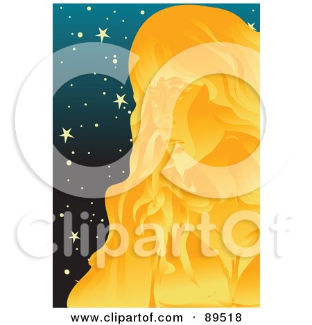Royalty-Free (RF) Clipart Illustration of a Golden Virgo Virgin In A Starry Sky by mayawizard101