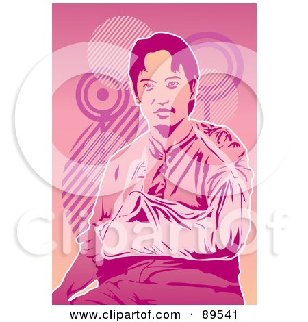 Royalty-Free (RF) Clipart Illustration of a Pink Injured Man With His Arm In A Sling by mayawizard101