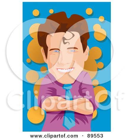 Royalty-Free (RF) Clipart Illustration of a Smiling Brunette Businessman With His Arms Crossed by mayawizard101