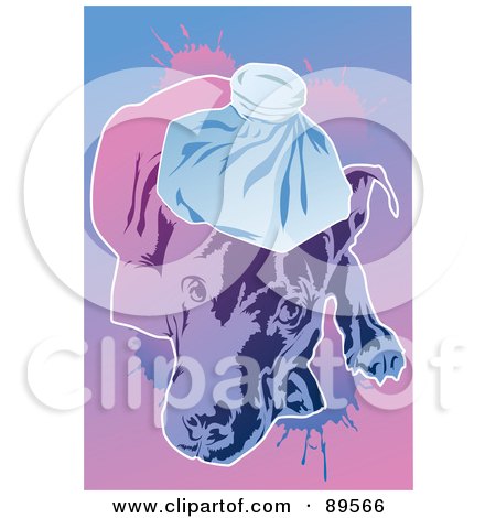 Royalty-Free (RF) Clipart Illustration of a Pouch On A Sick Dog's Head by mayawizard101
