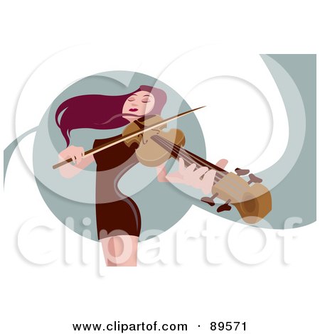 Royalty-Free (RF) Clipart Illustration of a Female Violinist With Purple Hair by mayawizard101