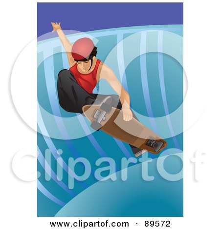 Royalty-Free (RF) Clipart Illustration of a Male Skater Catching Air On A Skateboard by mayawizard101