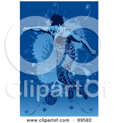 Royalty-Free (RF) Clipart Illustration of a Blue  Male Soccer Player by mayawizard101