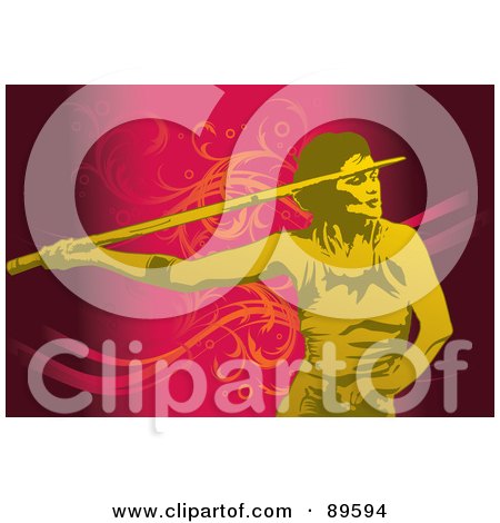 Royalty-Free (RF) Clipart Illustration of a Female Javelin Thrower With A Spear by mayawizard101