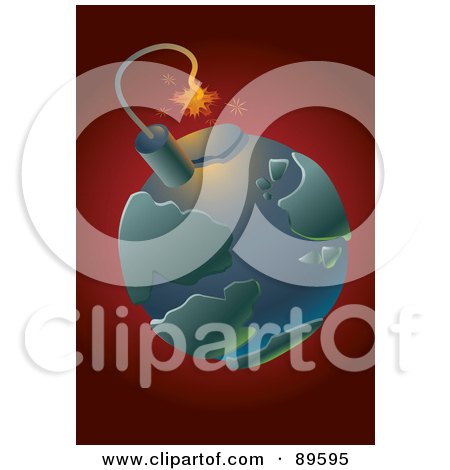 Royalty-Free (RF) Clipart Illustration of a Globe Bomb With A Lit Fuse by mayawizard101