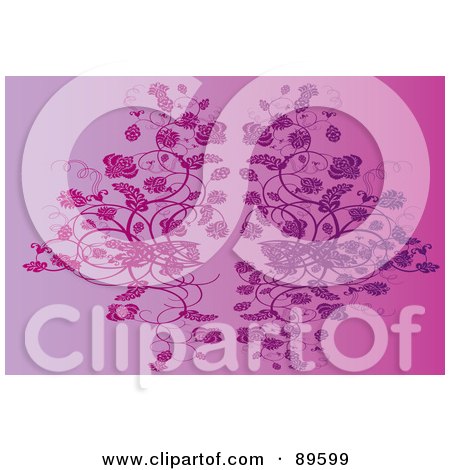 Royalty-Free (RF) Clipart Illustration of a Purple Floral Vine Background by mayawizard101