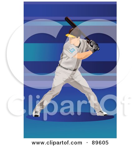 Royalty-Free (RF) Clipart Illustration of a Male Baseball Player Ready To Swing A Bat by mayawizard101