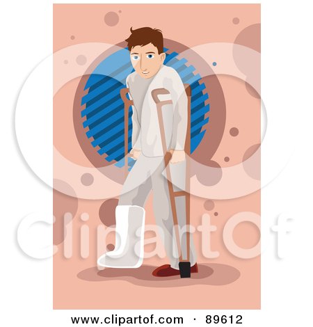 Royalty-Free (RF) Clipart Illustration of an Injured Man With A Cast And Crutches by mayawizard101