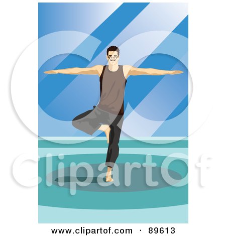 Royalty-Free (RF) Clipart Illustration of a Yoga Man Balancing On One Leg by mayawizard101