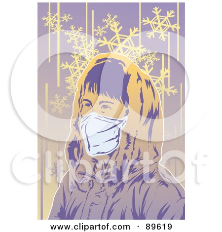 Royalty-Free (RF) Clipart Illustration of a Woman Wearing A Mask Over Her Face To Prevent Getting Sick by mayawizard101