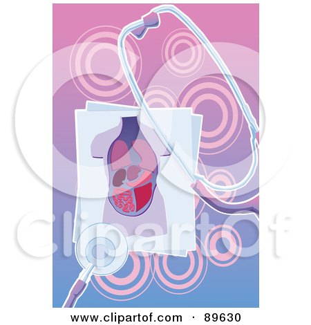 Royalty-Free (RF) Clipart Illustration of an Organ Body Chart With A Stethoscope by mayawizard101