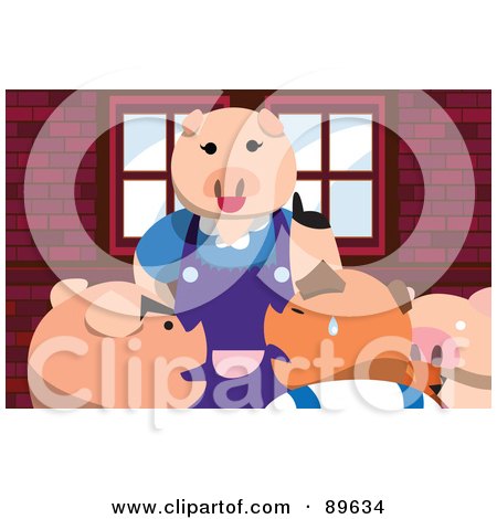 Royalty-Free (RF) Clipart Illustration of a Scene Of A Mother Pig Lecturing Her Children by mayawizard101