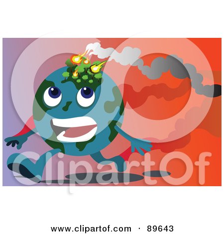 Royalty-Free (RF) Clipart Illustration of a Running Globe With A Wild Fire On The Surface by mayawizard101