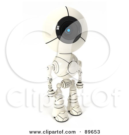 Royalty-Free (RF) Clipart Illustration of a 3d Shiro Maru Robot Standing And Facing Right by Leo Blanchette