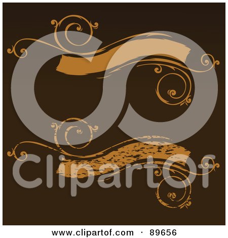 Royalty-Free (RF) Clipart Illustration of a Digital Collage Of Orange Vine Banner Text Boxes Over Brown by BestVector